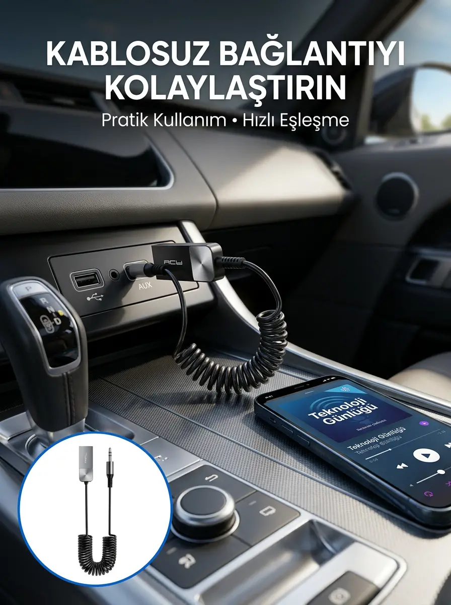 AUX Girişli Cihazlar İçin Kablosuz Bluetooth Adaptörü