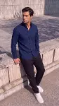 Erkek Standart Kesim Gabardin Kumaş Uzun Kollu Gömlek-2