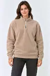 Polar Dik Yaka Yarım Fermuarlı Uzun Kollu Regular Fit Kışlık Sweatshirt - Bej-3