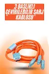 Çoklu Şarj Kablosu USB Type-C İOS Uyumlu 120W Hızlı Şarj Kablosu-1