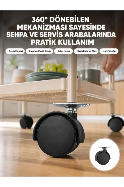 Mobilya Tekerleği 6 cm Kilitsiz Tekli Satış