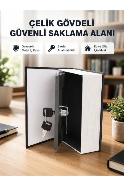 Anahtarlı Gizli Kitap Kasa – Metal İç Yapı, Kamuflajlı Sözlük Tasarım