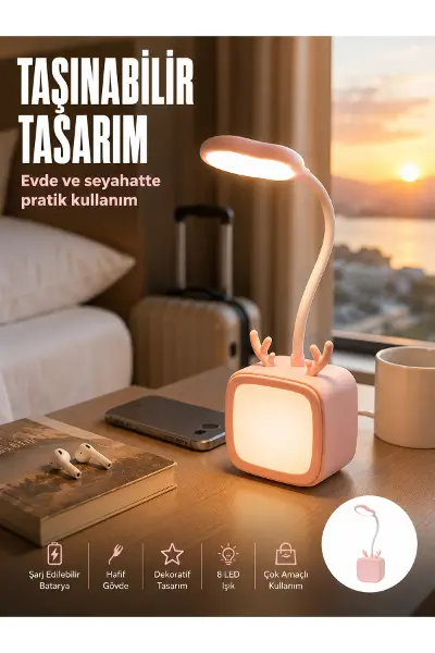 Modern Tasarımlı Şarj Edilebilir LED Gece Lambası