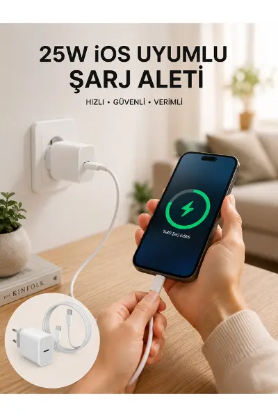 Type-C Hızlı Şarj Özellikli Cihazı USB-C Kablo Dahil