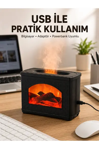 Aromaterapi Difüzör Ultrasonik Sessiz Nemlendirici USB Destekli