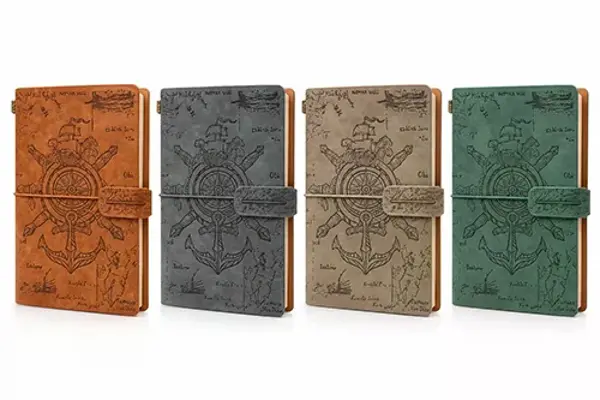 Vintage Dümen Ve Çapa Desenli Deri Defter Alk6470