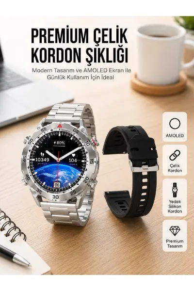 2025 Model Yuvarlak Ekran Android ve İOS Uyumlu GPS Takibi Yapabilen Akıllı Saat Yeni Nesil