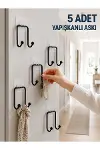 5 Adet Yapışkanlı Duvar Askısı Çok Amaçlı Pratik Askılık Seti-1