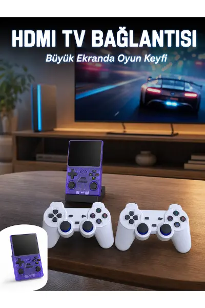 Retro Oyun Konsolu 2 Kablosuz Oyun Kolu ve IPS Ekranlı
