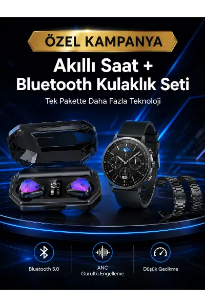 Yeni Nesil Kampanyası Bluetooth Bağlantılı Akıllı Saat ve Kablosuz Kulaklık Dijital Göstergeli