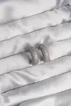 Pirinç Gümüş Renk Zirkon Taşlı Yarım Halka Küpe-2