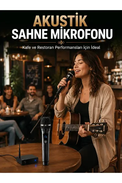 Çift Kablosuz El Mikrofonu Net Ses Kalitesi ve Dijital Gösterge