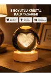 Romantik Kalpli Kristal Cam Küre USB’li Işıklı Dekoratif Obje-1