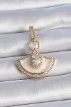 Pirinç Gold Renk Zirkon Taş Detaylı Beyaz Mineli Ajda Charm-1