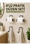 Duvara Yapışkanlı Rulo Kağıtlık ve Havlu Askılığı 2’şer Adet 4’lü Set-1