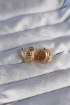 Pirinç Gold Renk Tırtıklı Minimal Bombeli Tasarım Küpe-2