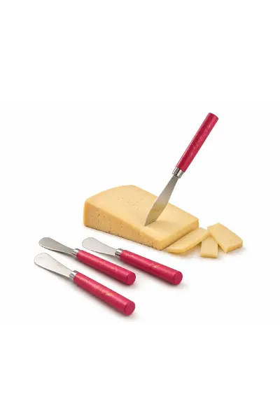 5 PARÇA UZUN KAHVALTI BIÇAK - KIRMIZI MERMER DESEN SAPLI 16.5 cm (5468)