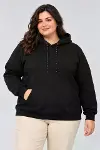 Battal Büyük Beden Üç İplik İçi Şardonlu Kapüşonlu Kanguru Cepli Kışlık Sweatshirt - Siyah-3