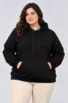 Battal Büyük Beden Üç İplik İçi Şardonlu Kapüşonlu Kanguru Cepli Kışlık Sweatshirt - Siyah-1