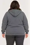 Battal Büyük Beden Üç İplik İçi Şardonlu Kapüşonlu Tam Fermuarlı Kışlık Sweatshirt - Füme-4