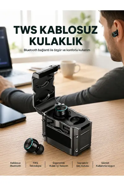 Ergonomik Tasarımlı Bluetooth Kulaklık | Suya Dayanıklı | Dokunmatik Kontrollü Yeni Nesil