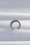 Pirinç Gümüş Renk İncili Baget Taşlı Earcuff Küpe-2