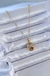316L Çelik Gold Renk Zirkon Taşlı Kadın Kolye-2