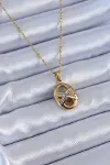 316L Çelik Gold Renk Zirkon Taşlı Kadın Kolye-1