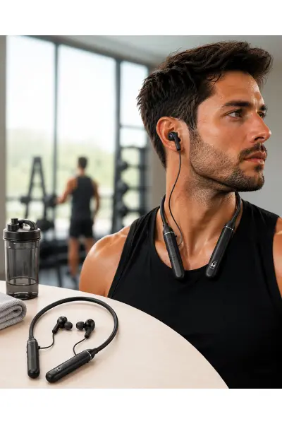 Boyun Tipi Kablosuz Bluetooth Kulaklık Uzun Pil Ömrü Mikrofonlu