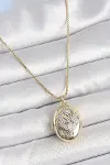 316L Çelik Gold Renk Zincir Zirkon Taşlı Anka Kuşu İşlemeli Açılır Model Kadın Kolye-1