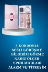Kablolu Bluetooth Kulaklık ve Kadınlara Özel Bileklik Hediyeli Yeni Nesil Akıllı Saat 3 Kordonlu-3