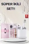 3 Kordonlu Dokunmatik Ekran Akıllı Saat ve 2.Nesil Kablosuz Bluetooth Kulaklık ANC/ENC-1