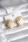 Pirinç Gold Renk İşleme Detay Kadın Küpe-2