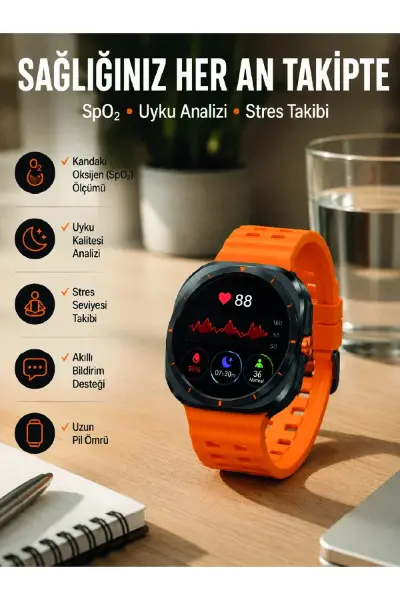 Akıllı Saat Müzik Dinleme Nabız Ölçer NFC ve GPS Uyumlu Sesli Asistan Yeni Nesil