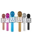 WİRELESS MİKROFON KARAOKE - HOPARLÖR USB ŞARJLI USB - TF - AUX RENKLİ KROM KAPLAMA PİL:800mAh - DC 5V BLS-25 (4745)-2