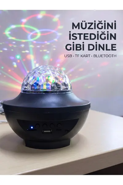 Bluetooth Müzikli Disko Işığı RGB Parti Projektörü Dahili Hoparlör USB Micro SD Destekli