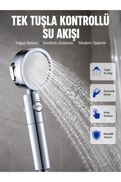 Masaj ve Yağmur Modlu Su Tasarruflu Duş Başlığı