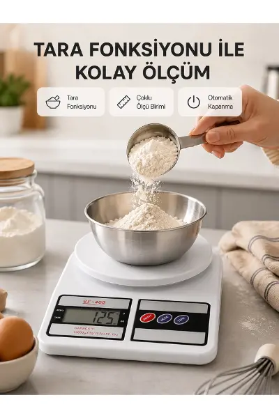 Hassas Dijital Mutfak Tartısı 1g Doğruluk, LCD Ekran, Otomatik Kapanma Yeni Nesil