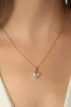 Gold Mavi Renk Kelebek Figür Kadın Kolye-1