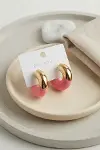 316L Çelik Gold Renk Fuşya Halka Model Kadın Küpe 5886-1