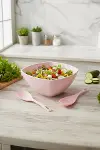 3,5 Lt Soft Pembe Akrilik Kare Salata ve Servis Kasesi Seti – 3 Parça-2