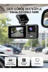Full HD 3'lü Araç Kamerası Geri Görüş Destekli Park Modlu 1080P DVR-1