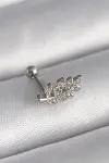 316L Çelik Gümüş Renk Zirkon Taşlı Dal Tragus Piercing-1