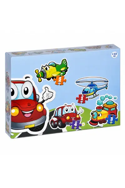 LCBYB00 Kids Baby Puzzles - Taşıtlar / 2+2+3+4 Parça Puzzle / +1 yaş