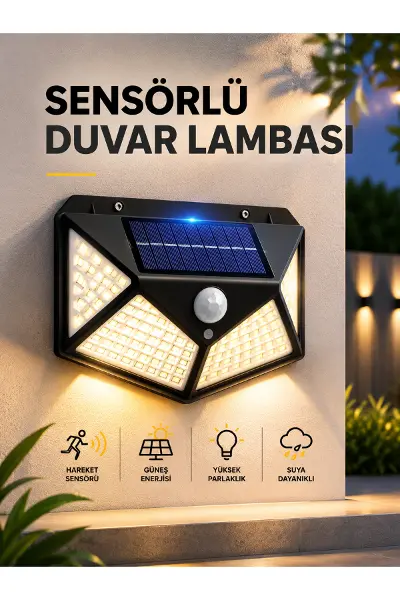 SENSÖRLÜ GÜNEŞ ENERJİLİ DUVAR LAMBASI