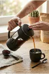 350 ml Borosilikat Cam French Press & Siyah Modern Kahve Ve Bitki Çayı Demleme Gereci-3