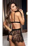 Siyah Dantel Etekli Body Gorünümlü Fantezi Takım - SSSSSS3920-3822-2