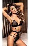 Siyah Dantel Etekli Body Gorünümlü Fantezi Takım - SSSSSS3920-3822-3
