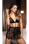 Siyah Dantel Etekli Body Gorünümlü Fantezi Takım - SSSSSS3920-3822-1