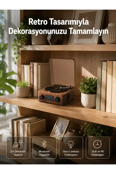 Dekoratif Gece Işıklı Bluetooth Hoparlör – Saatli Tasarım Yeni Nesil